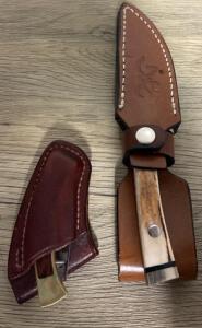 Vintage Browning Fixed & Folding Knife Set &ndash; Model 2009 & 53 Stag Handle, USA & Japan w/Sheaths