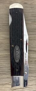 KA-BAR Union Cut Co Dog Head Folding Hunter Knife, Jigged Bone Handle, USA, Clip Point Blade 4&rdquo;