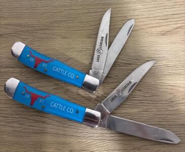 Whiskey Bent Stockman Folding Knife, Cattle Co. 1983 Edition, Blue Acrylic, 2-Blade
