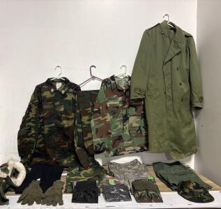 Large Mixed U.S. Military Surplus Clothing & Tactical Gear Lot &ndash; BDU Jackets, Pants, Parka, Pouches