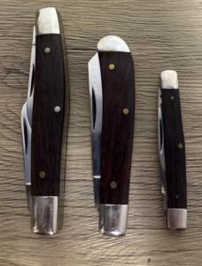 Browning USA Stockman Pocket Knife Set &ndash; Three Sizes, Rosewood Handles, 2-3 Blades Each