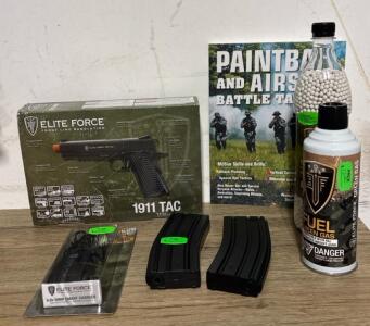 Elite Force 1911 TAC Gas Blowback Airsoft Pistol, Green Gas, 345 FPS, Magazines, BBs, Charger