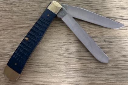 Case 6254 Trapper Blue Pocket Knife, 3.25" Clip & Spey Blades, Stainless, USA Made