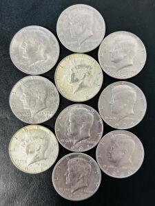 Kennedy Half Dollars Lot, 1968-1986, Includes 40% Silver, Bicentennial & Denver Mint Coins