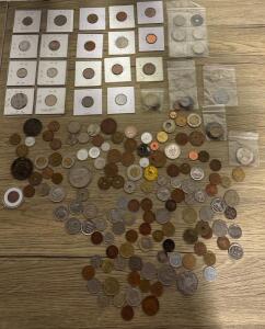 Large Mixed World Coin Lot, 130+ Circulated Coins, 20+ Countries, 1890s-1990s, Holdered & Loose