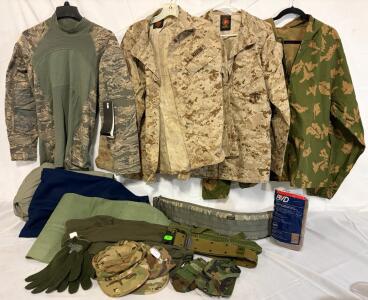 Military Clothing & Accessories &mdash; Medium Tops & Bottoms, Hats, Boots (5), Belts & More