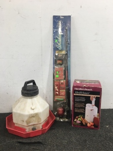 Animal Feeder, Fishing Pole With Accesories And Juice Extractor