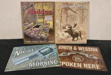 (4) Firearms And Outdoors Themed Aluminum Wall Signs- 16"x12.5"