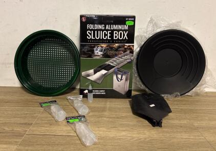 Prospector's Choice GP-SB50AT Folding 50" Sluice Box Gold Panning Kit, 14" Pans, Classifier, Bottles