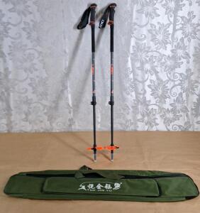 (2) LEKI Helicon Light Trekking Poles & (1) Fishing Rod & Gear Bag