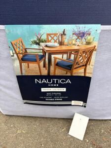 Nautica Home 8-Pack Navy Indoor/Outdoor Seat Cushions, 18"x18", Water Repellent, Storage Bag