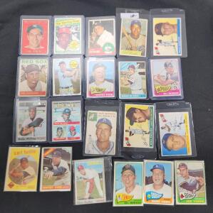 (21) Topps MLB Sports Card Collection Cards Includes Whitney Ford, Billy Gardner, And Carl Yastrzemski