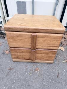 2-Drawer Oak Nightstand with Cedar-Lined Drawers and Solid Wood Pulls, 22" x 16" x 24"