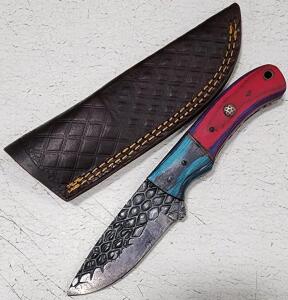 (1) Fixed Blade Cold Steel Utility Knife With Wood Handle And Sheath