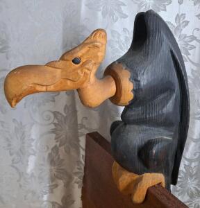 (1) 21"T Handcrafted Wooden Vulture