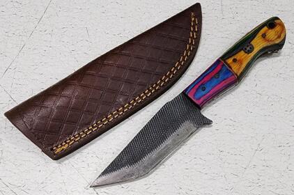(1) Fixed Blade Cold Steel Utility Knife With Wood Handle And Sheath