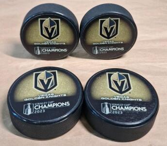 (4) Vegas Golden Knights 2023 Stanley Cup Champions Commemorative Hocky Pucks