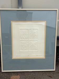 Nora K Fischer "Window Garden" Embossed Signed Print 23/200, 1987, Framed, Botanical Art