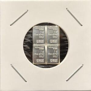 Valcambi Suisse 4x 1g .999 Silver CombiBar, Divisible Bars, BAYER Motore, 4 Gram Total