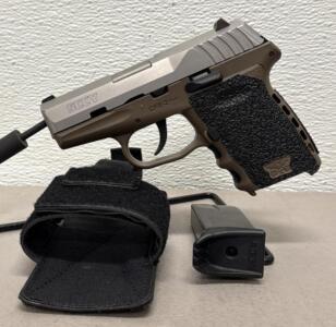SCCY CPX-2 9mm Pistol, Stainless/Tan, 10+1 Capacity, SN 825348, Holster/Mag Included