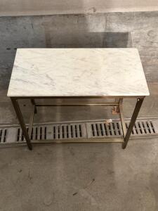 Marble Top Console Table, Metal Brass Frame, 36"x16"x30", Designco Vendor, Made 2020