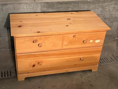 Solid Pine Wooden Storage Chest, Hinged Lid, Faux Drawer Fronts, Approx. 42"x18"x28"