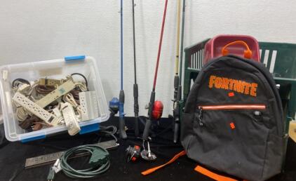 Fishing Poles (5) - Power Strips and Extension Cords - Fortnite Backpack and More