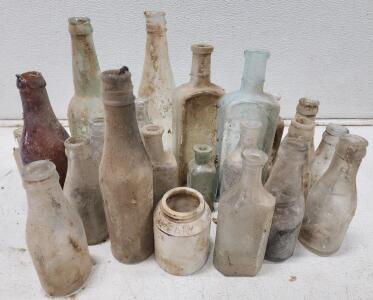 (22) Assortment of Vintage Old Glass Bottles