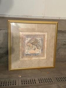 Crown Fine Arts Framed World Map Print, Gold Frame, 32"x32", No. 5284, Ashley Furniture