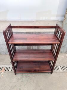 Mission Style 3-Tier Solid Wood Bookcase, 32"x12"x33", Open Sides, Dark Finish