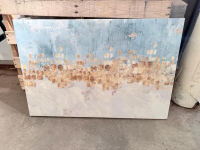 36"x24" Abstract Blue & Gold Wall Art &ndash; Acrylic on Canvas, Home Decorators, S181615, Textured