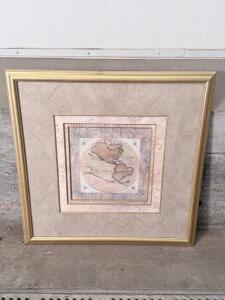 Crown Fine Arts Framed Map Print No. 5625, 32"x32", Triple Mat, Ashley Furniture Label