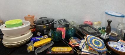Crock Pot ( Powers On ) - Pans ( Metal and Glass ) - Food Storage Items and so Much More