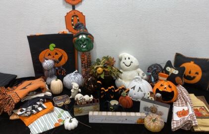 Fall and Halloween Decor (2) Full Bins ( All Not Pictured ) - Pumpkins - Sugns - Pillow - Decor