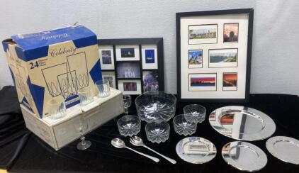 Go finger Silver Art (12) Piece Serving Set - Luminarc Glasses - Frames 15x16 and 15.5x20