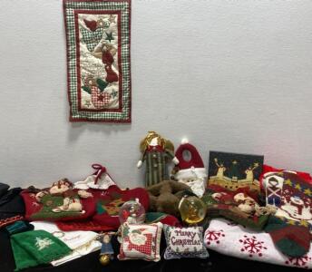 Holiday Decor - Stockings (Very Nice )Plush - Snow Globes - Mini Pillows - Ornaments and More