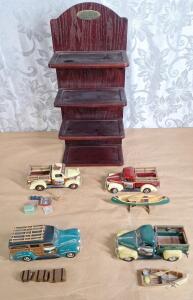 (1) Thomas Kincade Rustic Retreat W/ Display Stand, (4) Die Cast Vehicles & Accessories