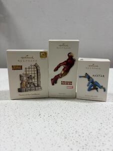 Hallmark Keepsake Ornaments &ndash; Avatar Jake Sully (2010), Iron Man (2013), Pirates Caribbean Jail Scene (2006)