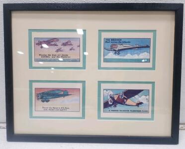 (1) Framed Set of Vintage Aviation Cigarette Cards Memorabilia Artwork 15" x 19"