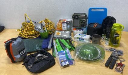 WTSHTF Lot - LLBean FR-300 Am/FM/TV/Weather Receiver- Tarp - Rope - Hammock- Camping Supplies and More