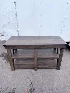 Console Table, 48" Modern Farmhouse, 3-Shelf, Dark Walnut, X-Brace Rustic Entryway or Sofa Table
