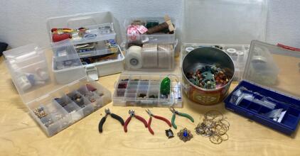 Beading - Sewing - Jewelry Supplies - Assorted Jewelry- Ribbons- Tools and More
