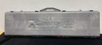 Contico Hard Gun Case, Embossed Hunting Scene, 53" Gray Plastic, 4 Latches, Rifle/Shotgun Storage