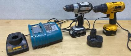 Dewalt and Mikita Cordless Drills with Chargers ( Unable to Test )