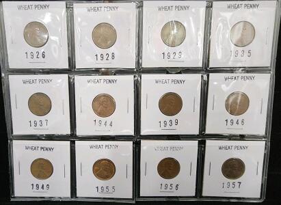(12) 1926-1957 Wheat Penny Coins