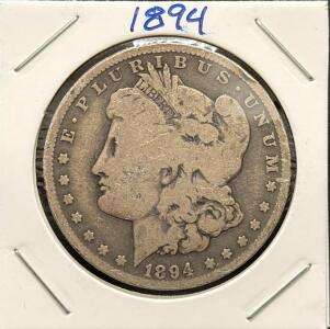 1894-O Morgan Silver Dollar, Circulated, 90% Silver, New Orleans Mint, Key Date U.S. Coin