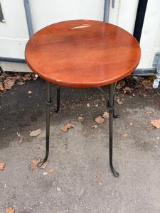 Charleston Forge Iron and Wood Round Side Table, 20" Diameter, Gothic Arch Legs, Made in USA