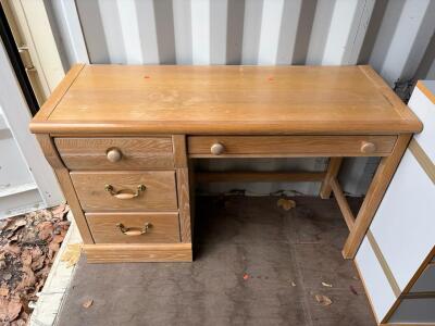 Lexington 680-532 Student Desk, 44"x18"x30", Solid Oak, USA, 4 Drawers, Brass/Wood Hardware