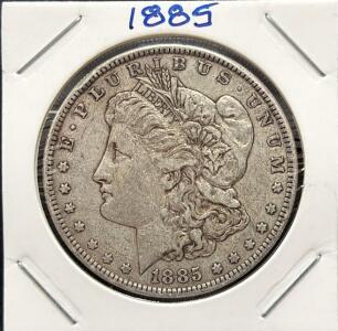1885 Morgan Silver Dollar, Philadelphia, 90% Silver, Circulated Liberty Head Eagle Reverse