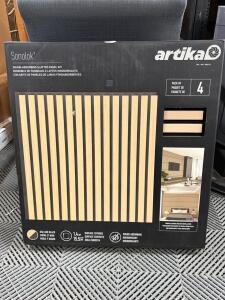 Artika Sonolok Acoustic Slatted Panel Kit, Oak & Black, 4-Pack, 23.6"x23.6" Panels, 15.5 sq.ft.